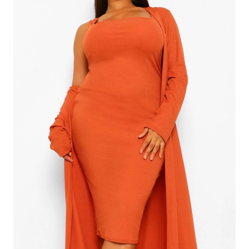 Midi length dress with matching duster